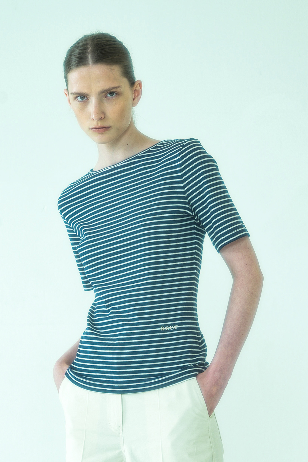 SOLD OUT ***  Tshirts Back Open Navy Stripe